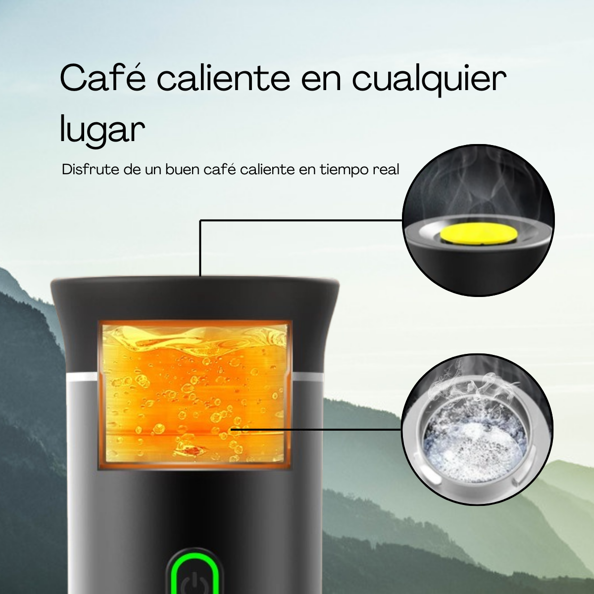 Cafetera portátil, café caliente en cualquier lugar, cafetera de viaje